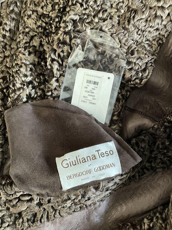 Giuliana Teso Reversible Persian Lamb Fur & Leather Coat Bergdorf Goodman IT42 - Picture 4 of 8